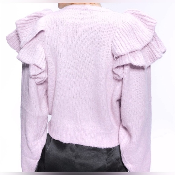Zara | Knit Sweater with Ruffle Trims lilac size small - Picture 4 of 11